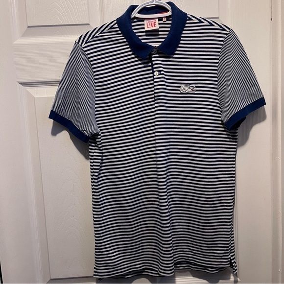 Lacoste Other - Lacoste Live Polo shirt slim Men 5 Small short sleeve blue white striped preppy
